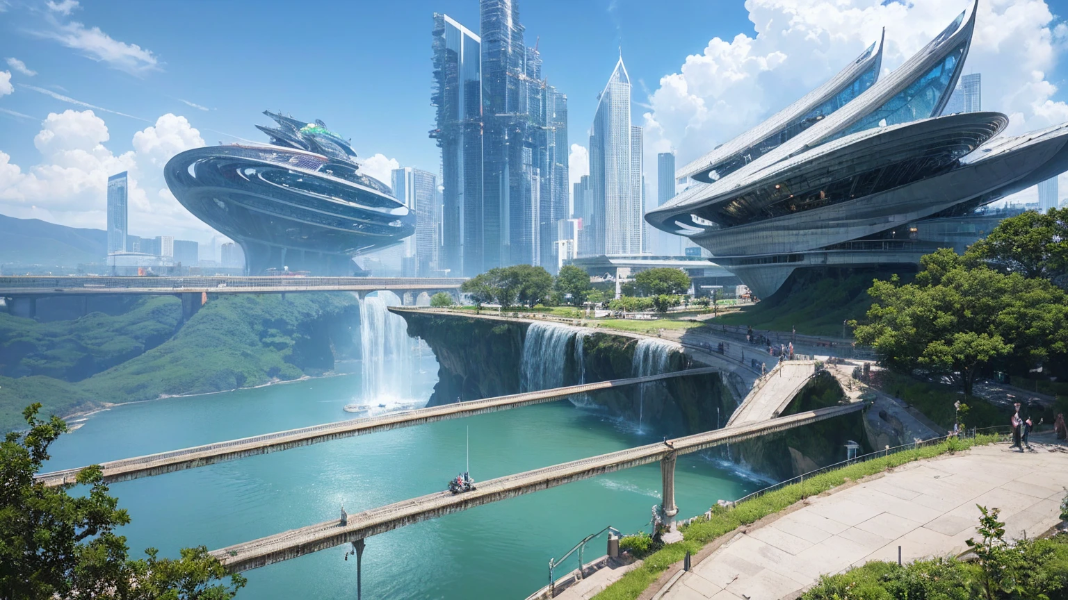 (Best quality,4K,8K,A high resolution,Masterpiece:1.2),Ultra-detailed,(Realistic,Photorealistic,photo-realistic:1.37),Futuristic floating city,Futuristic technology,Huge urban high-tech tablet platform,Airship,Floating in the sky,Futuristic city,Small airships around,High-tech hemispherical platform,Colorful lights,Advanced architecture,modernn architecture,skyscrapper,Access the cloud,Scenic beauty,view over city,Impressive design,Blend seamlessly with nature,energetic and vibrant atmosphere,Futuristic transportation system,Parking is suspended,Transparent path,Lush greenery,Sky gardens,cascading waterfalls,Magnificent skyline,reflections on the water,Sparkling river,Architectural innovation,futuristic skyscrapers,Transparent dome,The shape of the building is unusual,Elevated walkway,Impressive skyline,Glowing lights,Futuristic technology,Minimalist design,Scenic spots,Panoramic view,Cloud Piercing Tower,Vibrant colors,epic sunrise,epic sunset,Dazzling light display,magical ambiance,The future city,Urban Utopia,LuxuryLifestyle,Innovative energy,sustainable development,Smart city technology,Advanced infrastructure,Tranquil atmosphere,Nature and technology live in harmony,Awesome cityscape,Unprecedented urban planning,Architecture connects seamlessly with nature,High-tech metropolis,A cutting-edge engineering marvel,The future of urban living,Visionary architectural concept,Energy-efficient buildings,Harmony with the environment,A city floating above the clouds,Utopian dreams become reality,The possibilities are endless,State-of-the-art transportation network,Green energy integration,Innovative materials,Impressive holographic display,Advanced communication system,Breathtaking aerial view,Quiet and peaceful environment,Modernist aesthetics,Ethereal beauty