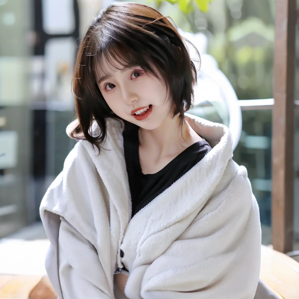 Japanese Long coat Underwear Black Sexy Top Quality Tongue Out short hair Black Hair In town