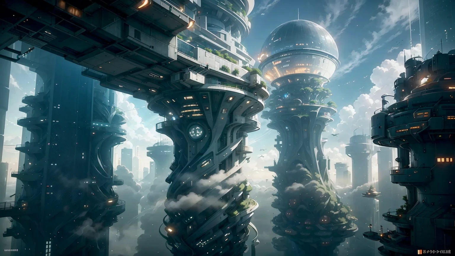 (Best quality,4K,8K,A high resolution,Masterpiece:1.2),Ultra-detailed,(Realistic,Photorealistic,photo-realistic:1.37),Futuristic floating city,Futuristic technology,Huge urban high-tech tablet platform,Airship,Floating in the sky,Futuristic city,Small airships around,High-tech hemispherical platform,Colorful lights,Advanced architecture,modernn architecture,skyscrapper,Access the cloud,Scenic beauty,view over city,Impressive design,Blend seamlessly with nature,energetic and vibrant atmosphere,Futuristic transportation system,Parking is suspended,Transparent path,Lush greenery,Sky gardens,cascading waterfalls,Magnificent skyline,reflections on the water,Sparkling river,Architectural innovation,futuristic skyscrapers,Transparent dome,The shape of the building is unusual,Elevated walkway,Impressive skyline,Glowing lights,Futuristic technology,Minimalist design,Scenic spots,Panoramic view,Cloud Piercing Tower,Vibrant colors,epic sunrise,epic sunset,Dazzling light display,magical ambiance,The future city,Urban Utopia,LuxuryLifestyle,Innovative energy,sustainable development,Smart city technology,Advanced infrastructure,Tranquil atmosphere,Nature and technology live in harmony,Awesome cityscape,Unprecedented urban planning,Architecture connects seamlessly with nature,High-tech metropolis,A cutting-edge engineering marvel,The future of urban living,Visionary architectural concept,Energy-efficient buildings,Harmony with the environment,A city floating above the clouds,Utopian dreams become reality,The possibilities are endless,State-of-the-art transportation network,Green energy integration,Innovative materials,Impressive holographic display,Advanced communication system,Breathtaking aerial view,Quiet and peaceful environment,Modernist aesthetics,Ethereal beauty