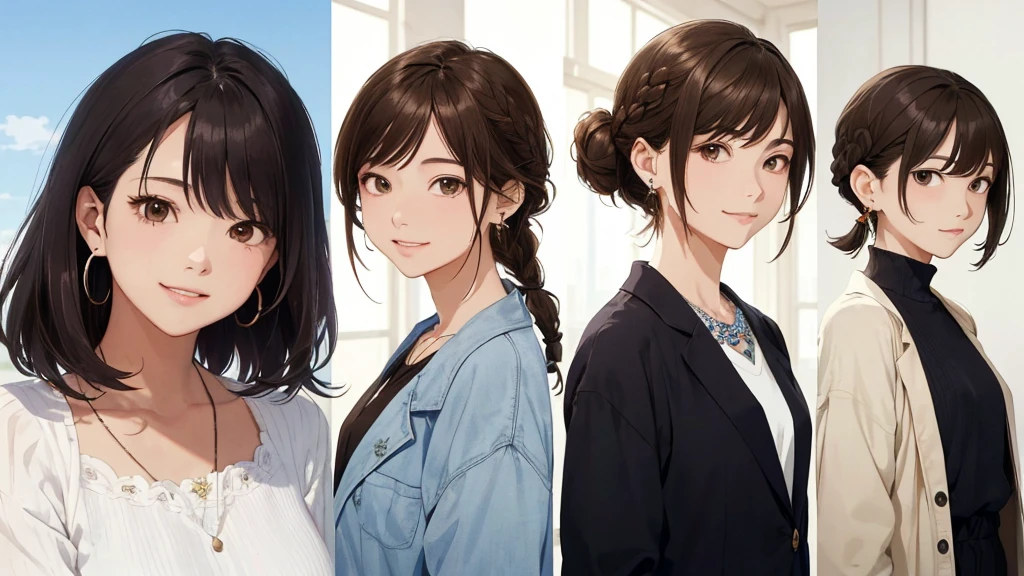 The background is the city、Skyscraper、Night view(Highest quality、masterpiece、High resolution)、(Sargent-style watercolor)、(Anime Art)、、((Right beside、Female Profile、))、(Detailed depiction of a beautiful face）、Suit jacket、A kind smile、Medium Short Hair、Brown Hair、Braiding、、
information(Highest quality:1.2)、Very detailed、High resolution、masterpiece:1,2、Bright colors、Bokeh、Professional Lighting、Physically Based Rendering、Flat Color:0.8、Great illustrations、Realistic:1.37、Makoto Shinkai style、Name Style、Light Brown Hair、Elegant update、Short Bob、young woman、Laugh together、Dynamic poselip、cheek(Dark Brown Hair/)bangs、cheek(direction)、(最高masterpiece1.2)繊細なイラストVery detailed、Breaking the Blue Sky、Detailed Background、20-year-old female、、A shy smile、Through clenched teeth、Through clenched teeth、lip、cheek(Flat Color: 0.8)、(masterpiece: 1,2)、(masterpiece: 1,2)、High resolution、超High resolution、Highest quality、High resolution、Ultra-thin illustration、Makoto Shinkai style、Your name is style、Long Hair、Short Bob、necklace、Earrings、Dynamic pose、Selfie、whole body、Brown Hair、Braiding、Hair Bun、ponytail･Hair Bunスタイル、necklace、Valletta、ribbon、Earrings・アニキュア,。

