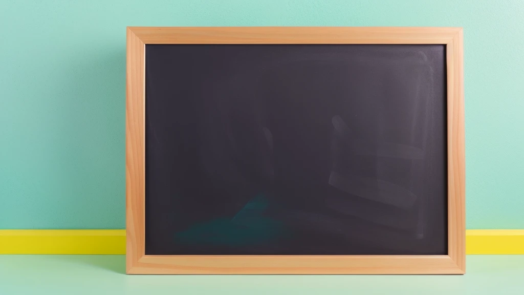 A whole empty blackboard with a frame,Bright,Cool colors,No words,celadon,black background,A little note