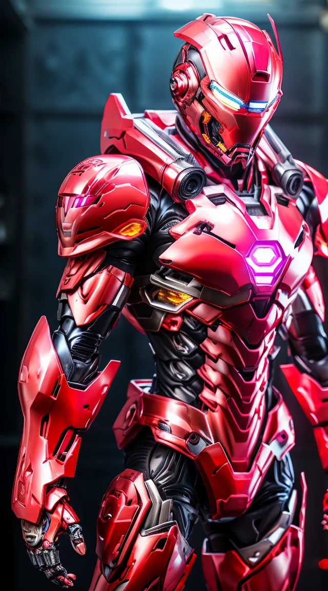 Ironman, Heavy Mecha Armor, transparent, Muscular body, Engrave the letter S on your helmet