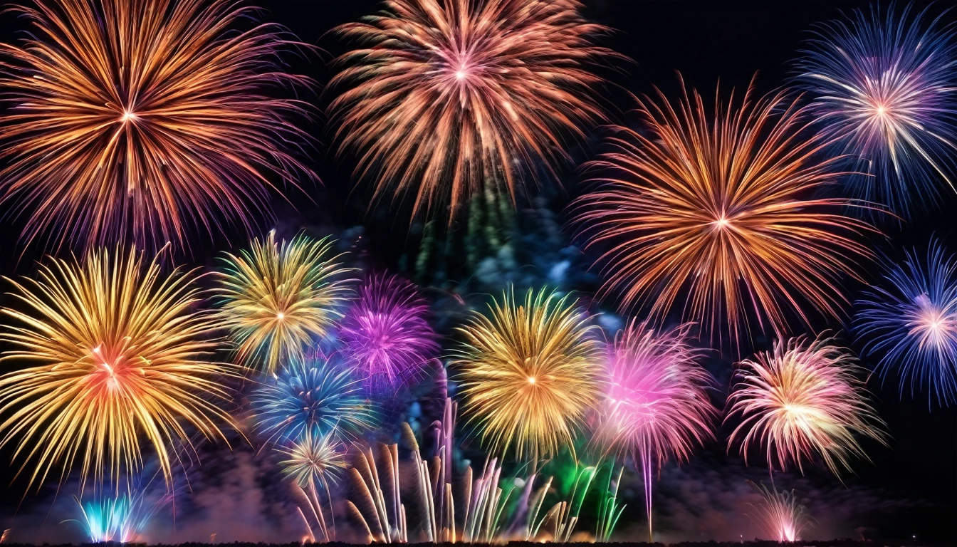 Fireworks that explode beautifully and colorfully