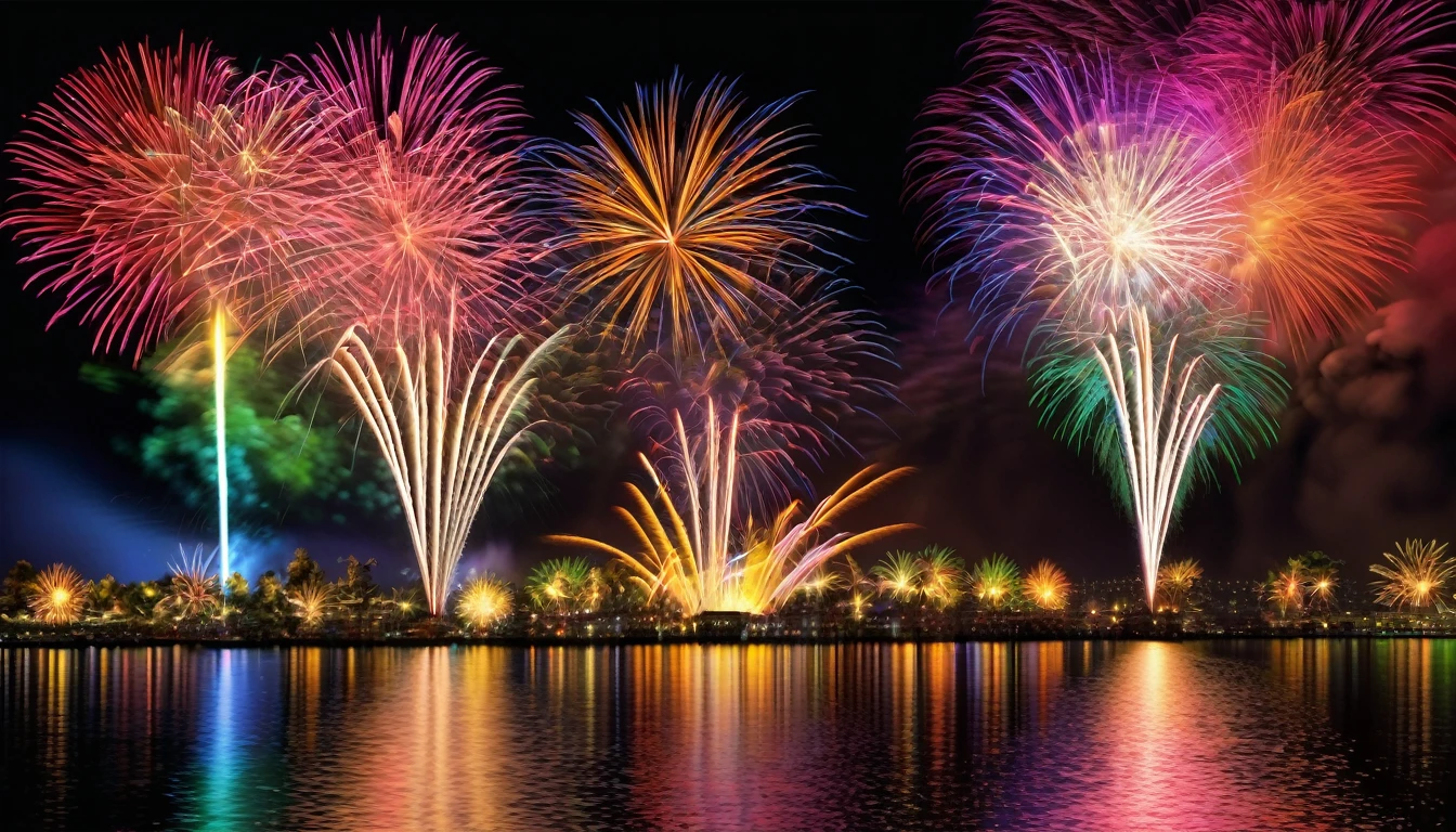Fireworks that explode beautifully and colorfully