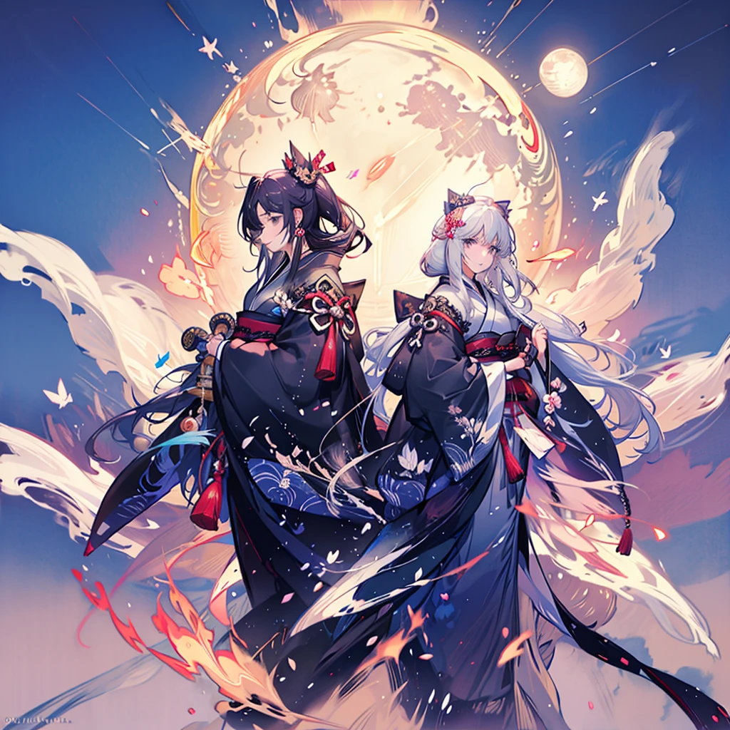 (White heir Shot heir Whole body)
((Japanese SAMURAI Girl))
((Japanese Sword))
Death Clothes Dress 
Ride on Doragon's Hed
Shiny earrings　Bathed in light  
Water Aura  Confetti　Particles of light  
(((Big Fullmoon )))
Catch the wind Ligh