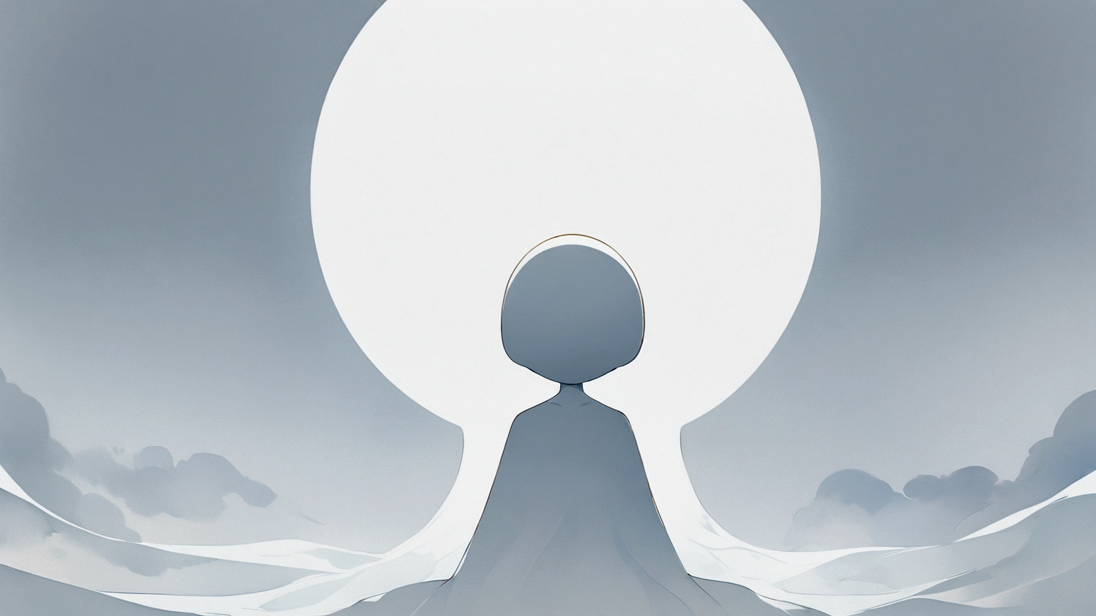 pure white expanse, endless light, ethereal, formless god, mystical, serene, anime style, blank white background, simple, minimalist, gradient, introspective