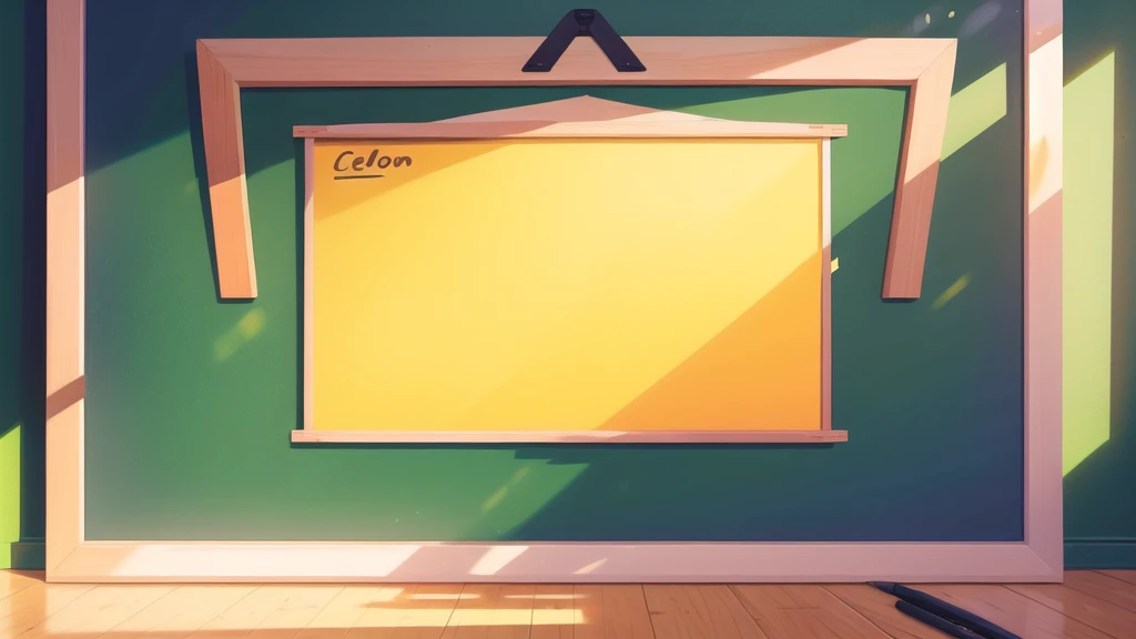 A whole empty blackboard with a frame,Bright,Cool colors,No words,celadon,black background,A little note,big,