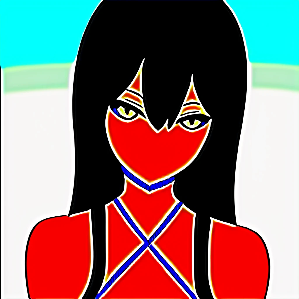 1 girl,Solo,portrait,black hair,red eyes,bare,Criss Cross,masterpiece,best quality,very aesthetic,absurdres
