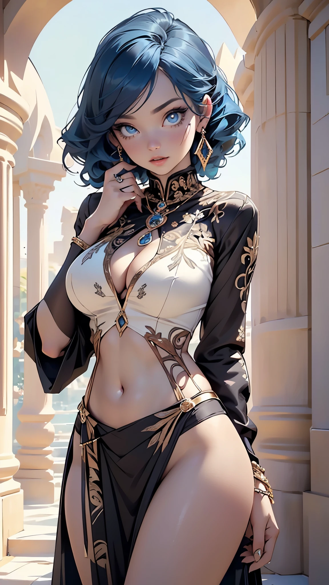 ((((indian girl)))),

girl,((blue_body:1.3, blue_face:1.3, completely blue_skin:1.3)),(large breasts:1.4),saggy breasts,((((blue hair)))),(((blue_eyes:1.3))),intricate eyes,beautiful detailed eyes,symmetrical eyes,(((lustrous skin:1.5,bright skin: 1.5,shiny skin,very shiny skin,shiny body))),(spider lower abdomen,narrow waist,wide hip,bimbo body,inflated legs,thick thighs),(((detailed face))),

(cute,slutty,sensual,seductive look,seductive,((erotic)),opulent,sumptuous,longingly,(nsfw)),

(arabian clothes, harem outfit, arabian dancing girl, belly dancer outfit, sex slave, jewelry, sheer loincloth, pelvic curtain, midriff, bracelets,),(arabian jewelry,intricate necklace),(((intricate outfit,intricate clothes))),(((intricate outfit,intricate clothes,embroidered outfit,ornate outfit))),

(dynamic pose:1.0),embarrassed,(centered,scale to fit dimensions,Rule of thirds),

indoors,(huge columns of an Arab palace,arab palace,arab palace background),scenery,extremely scenery,arab style,

(Glossy arab ornaments),highres,sharp focus,(ultra detailed,extremely detailed),(photorealistic artwork:1.37),(extremely detailed CG unity 8k wallpaper),(((vibrant colors,vibrant theme))),(intricate),(masterpiece),(best quality),artistic photography,(photography taken by sldr),(intricate background),perfect rendered face,perfect face details,realistic face,photo realistic,((intricate detail)),(((realism))),

