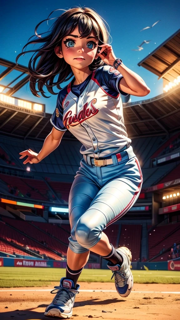 Female Baseball Players、third baseman、Diving catch of a powerful ball、Blinder