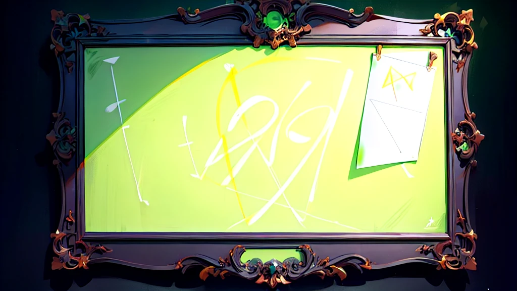 A whole empty blackboard with a frame,Bright,Cool colors,No words,celadon,black background,A little note,big,
