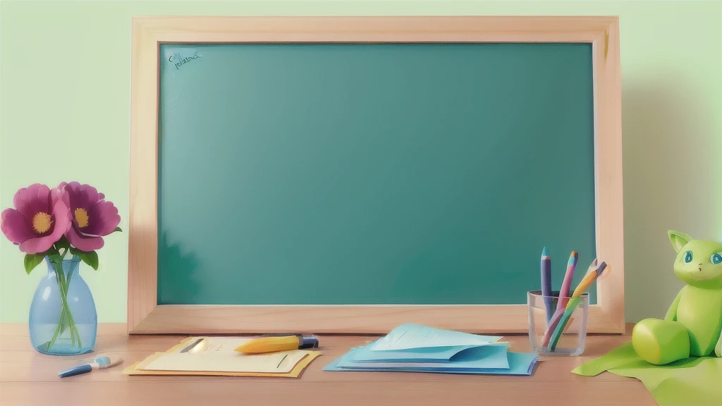 A whole empty blackboard with a frame,Bright,Cool colors,No words,celadon,black background,A little note,big,