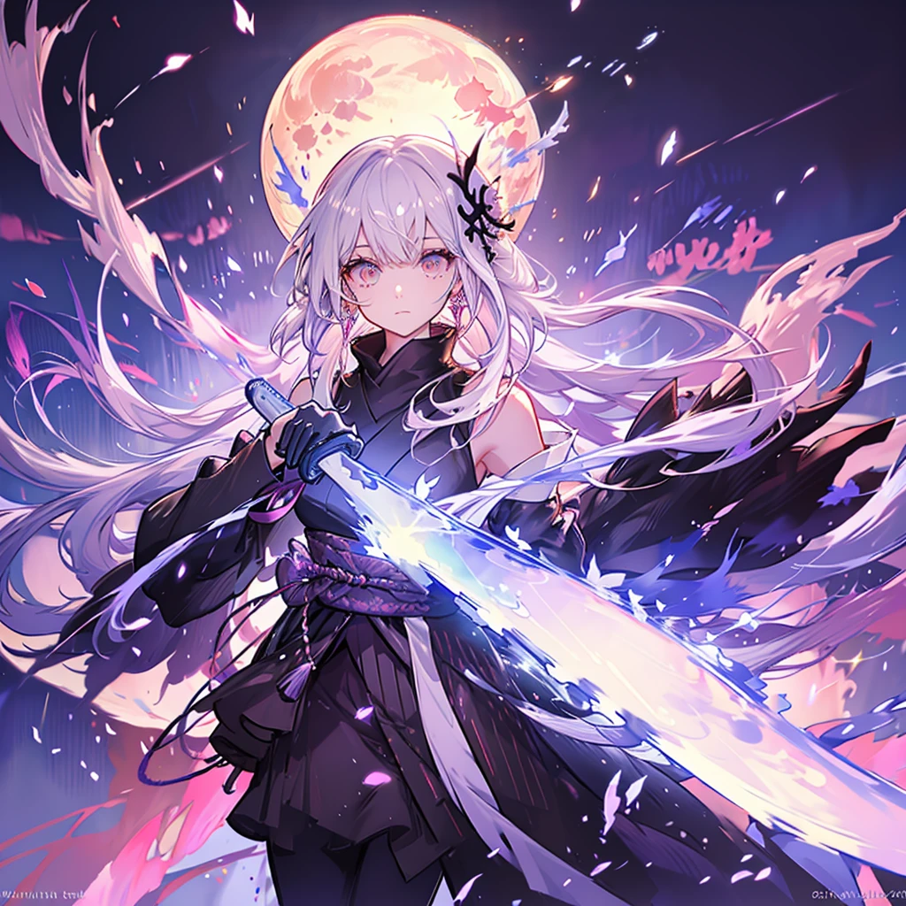 (White heir Shot heir Whole body)
((Japanese Sword))
Death Clothes Dress
((Grim Reaper Girl))
Eyes color Neon Pink
Shiny earrings Bathed in light
Fire Aura Confetti Particles of light
(((Big Fullmoon )))
Catch the wind Ligh