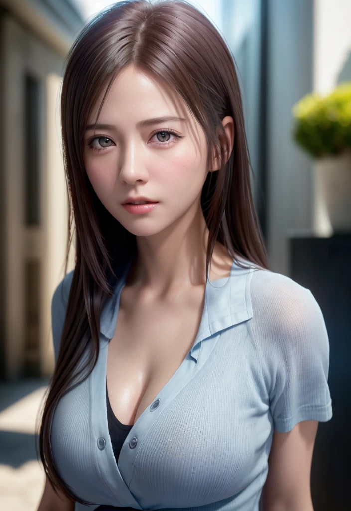 (((realistic photo shot))),, Portrait, (Face of fear:1.3),, Beautiful Girl, Looking at Viewer, , (School uniform:1.2), Shirt buttons and trousers, , (Big cleavage:1),, On Japan Street, (details in environment:1.3),, (Raw photo, cg unity, Photography, super realistic details, Sharp Focus, Detailed skin,4K, hight resolution, masutepiece, Best Quality, Realistic, Vibrant:1.2),, (8K,4K, nffsw, High resolution, Professional, Cinematic, movie, Dramatic),, (anamorphic depth of field blur background), Detailed background,