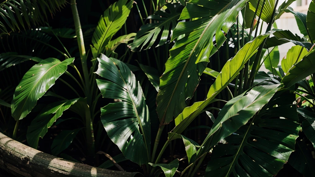 tropical leaves, green