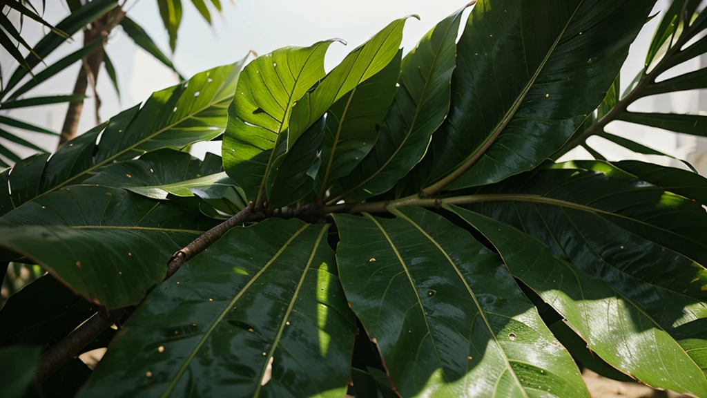 tropical leaves, green