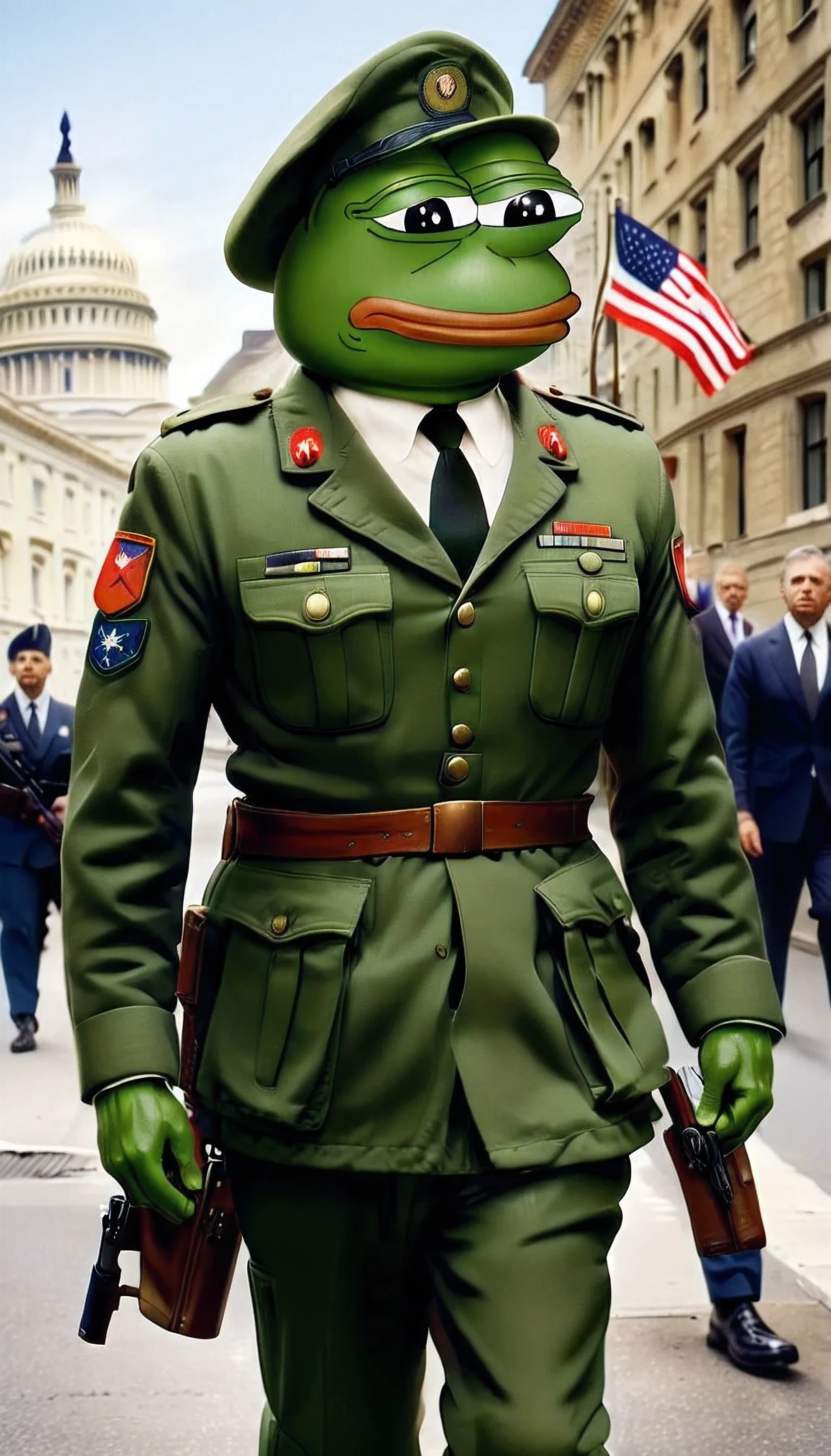 pepe the frog, military uniform, politics, bodyguard 