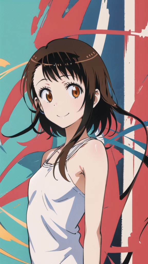 (anime cels style, best quality, high resolution, megami magazine, anime poster style, sharp, photorealistic), (beautiful eyes:1.2), kondou_taeko, Girls und Panzer, 1girl, solo, smile, gray eyes, brown medium hair, hair intakes, red headband, (sagging huge breast:1.5), (wet, Volleyball uniform, sleeveless), (arms behind back:1.5), (upper body, standing), (perfect detailed anatomy, beautiful face, perfect body, perfect arms, shiny skin), sunshine, bluesky,