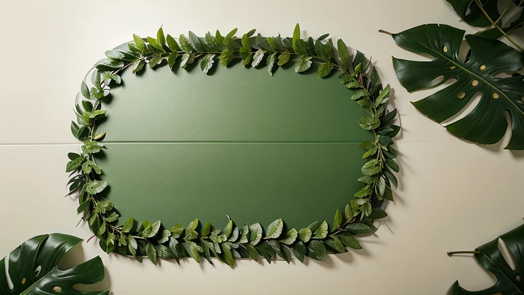 Creative layout made of green tropical leaves Flat lay top view minimal nature concept