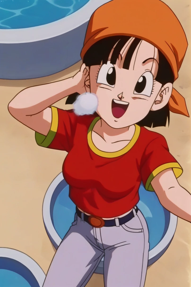 fountain_cheered up, score_9, score_8_above, score_7_above, cheered up screencap,8k, absurd res,
Pan \(dragon ball\), 1 girl, Alone, SMILE, Open mouth, hits, happy, Grass, black fur, field, clavicle, aboveper body, :d, dientes, blunt hits, outdoors, black eyes, arm above, eyelashes, aboveper dientes only, happy, gold trim, in front of the viewer, close-above, bandana, retro artStyle, , 1990s \(Style\), orange bandana, language, raised eyebrows, arms above, short hair, naked, sexy body, ass medium, tits medium, sexy ass, medium breasts
