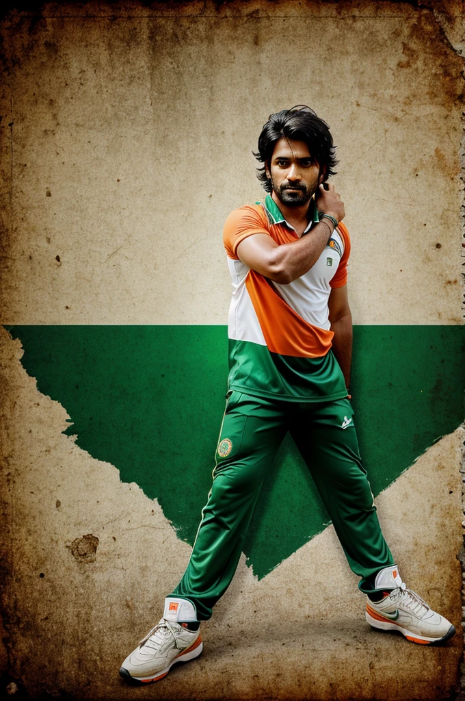 Cricket image background with indian flag