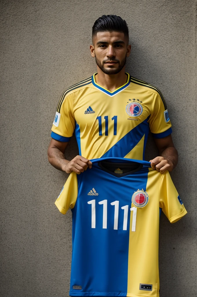 A  seeing the fabric, with the Colombia national team shirt that says mateo and the number 11 