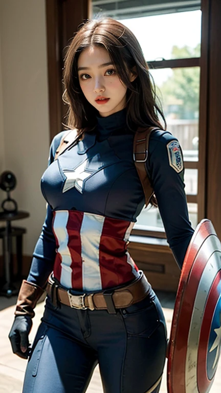 Female Body Set Big Breasts, Captain America Costume Dress