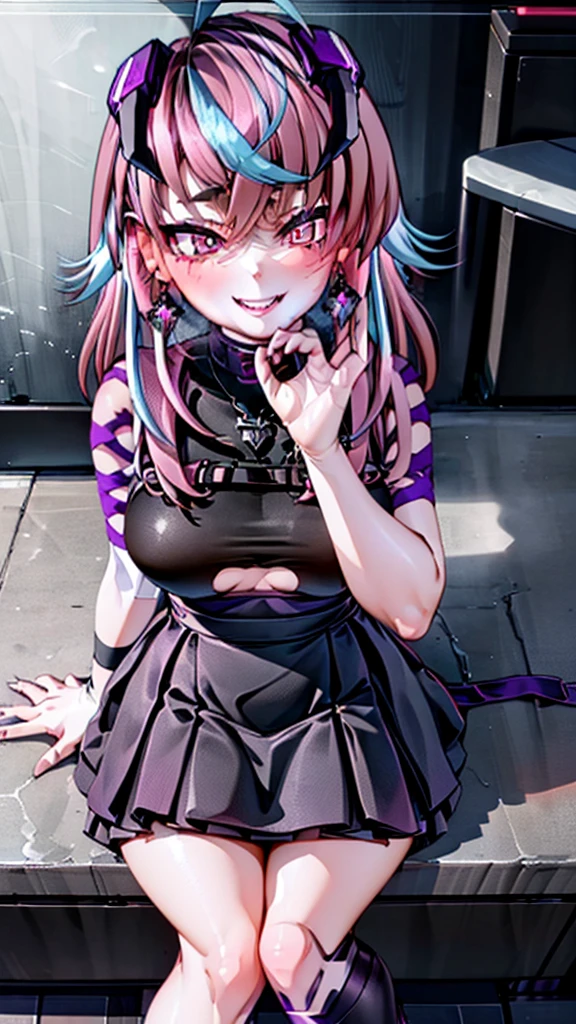  ((((Open your mouth))))、masterpiece,highest quality,High resolution,Very detailed,bb Festival,meだium hair,skinny,Ahoge, pink Hair,(((((  Captivating smile ))))),skinny,Hair between the eyes,bangs,Hair Ribbon,Black Choker,Earrings,Black Ribbon,plaiだ shirt,Grey Shirt,shoulだer cutout,Short sleeve,See-through sleeves,Black Skirt,High Waist Skirt,Race,(( Perfect Fingers )) ,  shoes下,(black shoes下:1.4),Race trim,shoes,Black footwear,indoor,(Cafe:1.2),((Blowjob Gestures:1.5))、Open your mouth ,Sitting,Chair,Heavy breathing ,Hand in front of your mouth,Hand in front of mouth, emikukis 