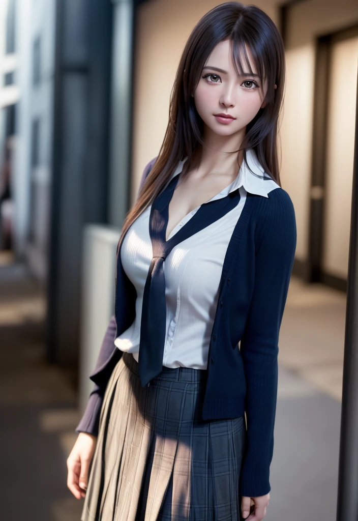 (((realistic photo shot))),, Portrait, (Face of fear:1.3),, Beautiful Girl, Looking at Viewer, , (School uniform:1.2), Shirt buttons and trousers, , (Big cleavage:1),, On Japan Street, (details in environment:1.3),, (Raw photo, cg unity, Photography, super realistic details, Sharp Focus, Detailed skin,4K, hight resolution, masutepiece, Best Quality, Realistic, Vibrant:1.2),, (8K,4K, nffsw, High resolution, Professional, Cinematic, movie, Dramatic),, (anamorphic depth of field blur background), Detailed background,