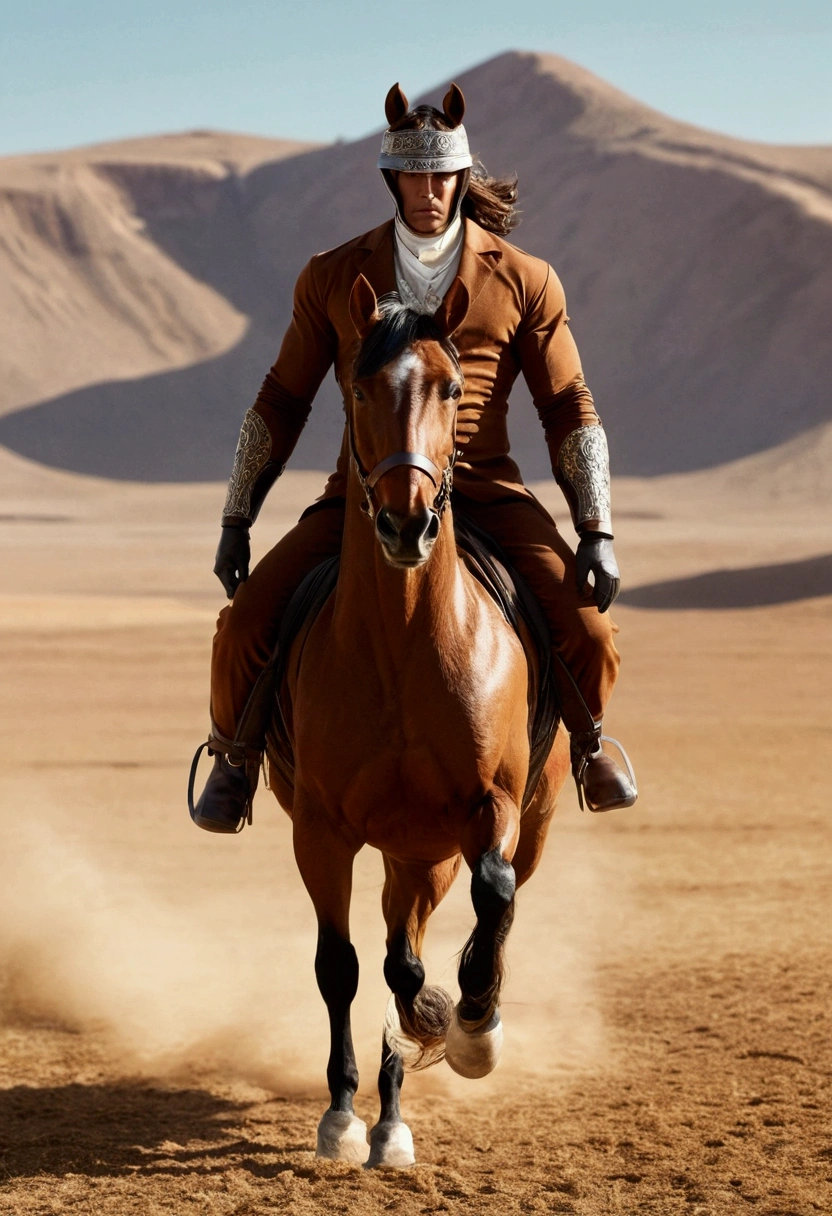 Default configuration: [[(masterpiece, best quality:1.4, unity 8k wallpaper: 1.4, extremely detailed: 2.0, Ultra detailed: 1.6)]], full-body brown outfit, covering them completely, Horse in human form, muscular