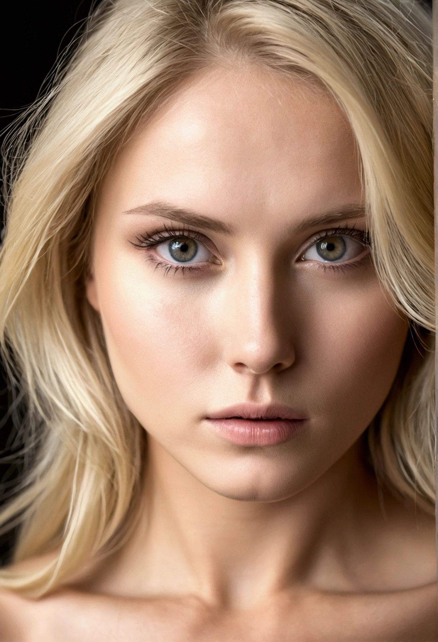 naked blonde showing eyes