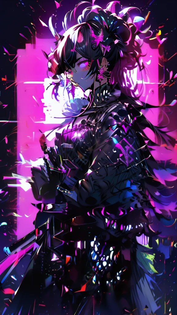 (White heir Shot heir Whole body)
((Girl Have a Sword))
Death Clothes Dress
((Grim Reaper A Girl))
(((Black Butterfly On the Hand)))
Eyes color Neon Pink
Shiny earrings Bathed in light
Fire Aura
Catch the wind Ligh