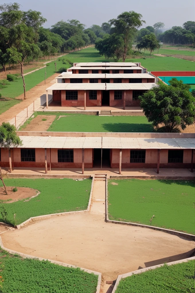 Generate a image of Indian rural school with lots of new facilities