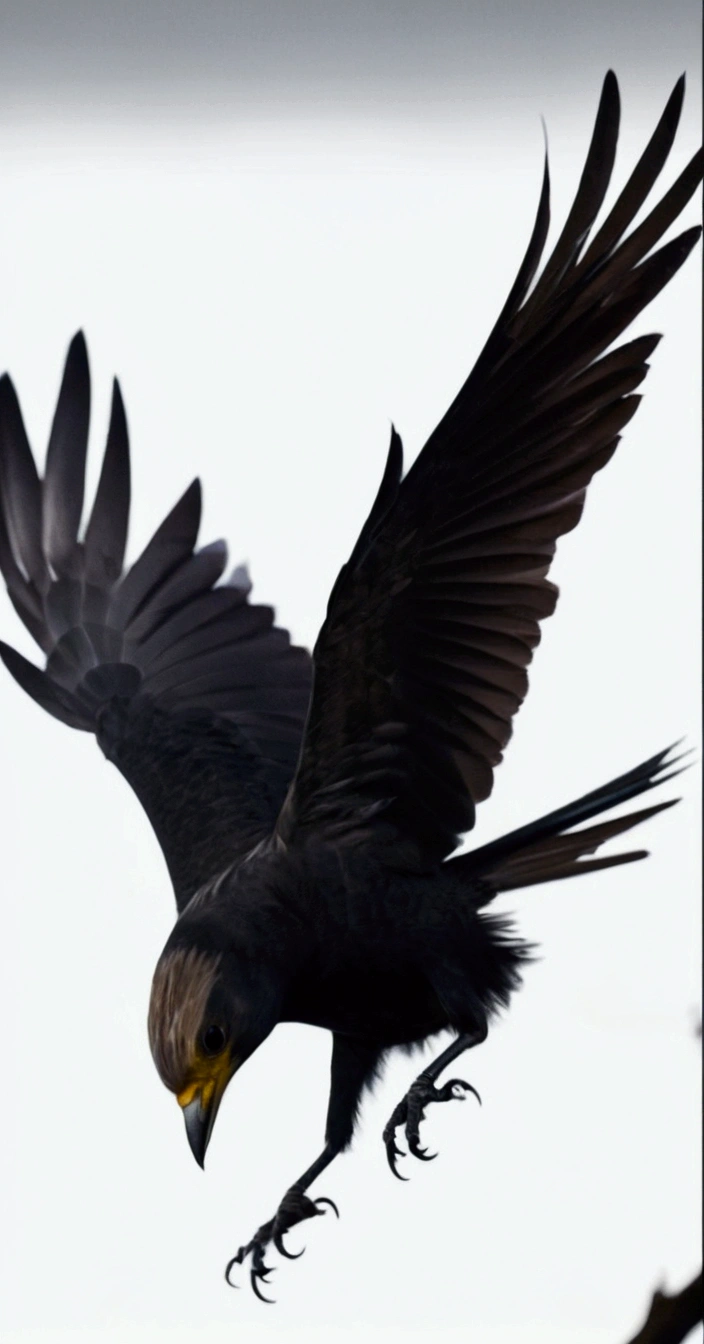 Add lightning bolts coming out of the bird's eyes to this image of a bird. , and their feathers , Realistically, places small blue nuances in its plumage and places a dark background, with storm nines