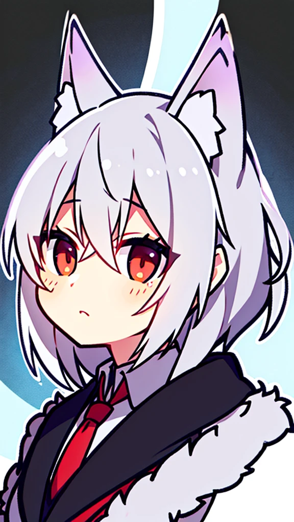 Silver fox with light red pupils