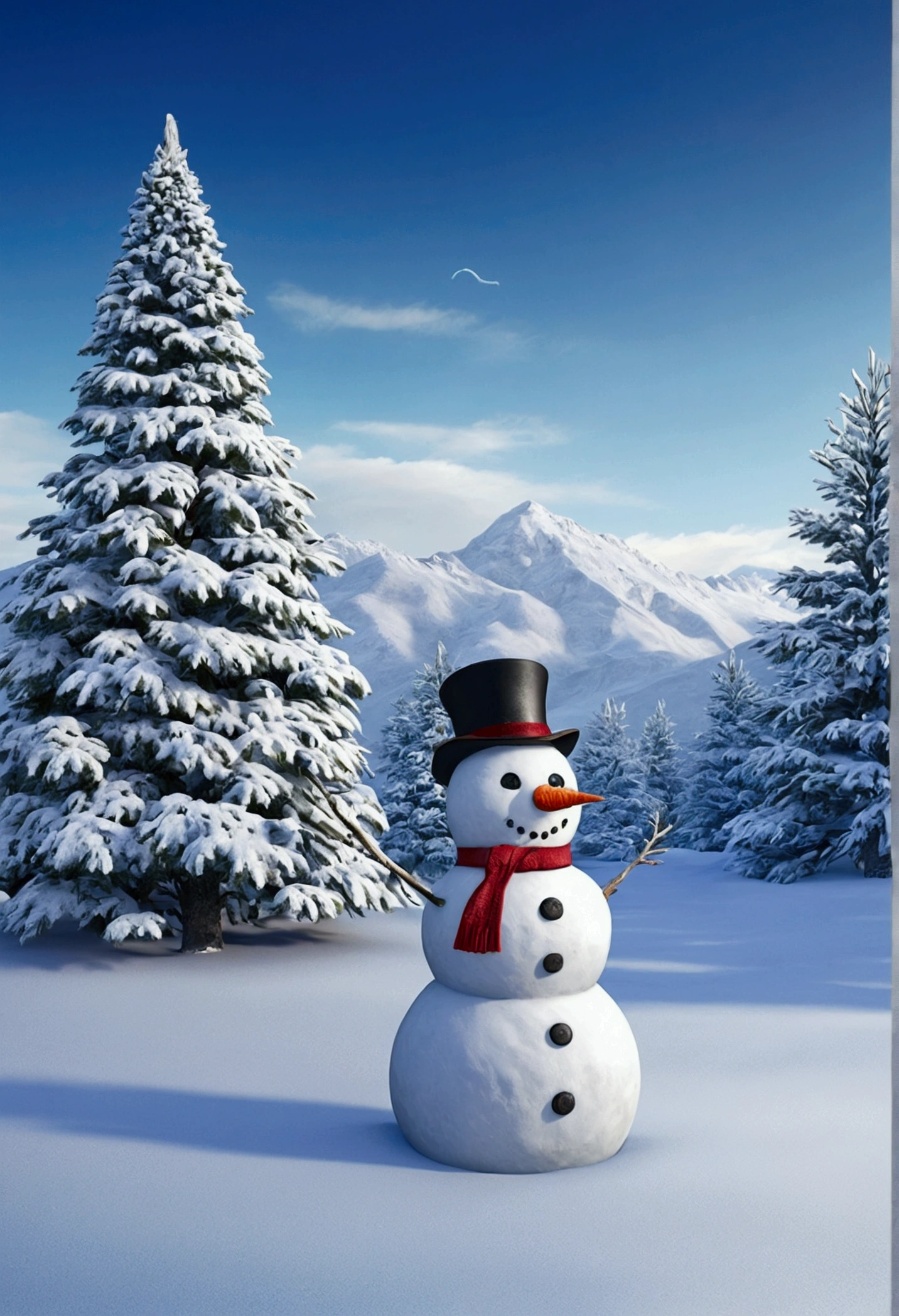 Christmas、Snow and snowman、Distant view