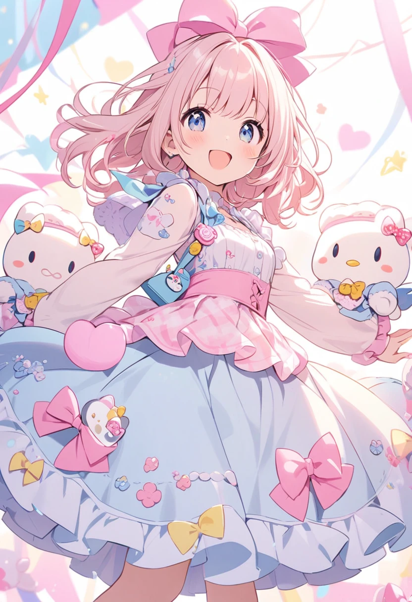 Cute smiling girl in flowing skirt, Sanrio