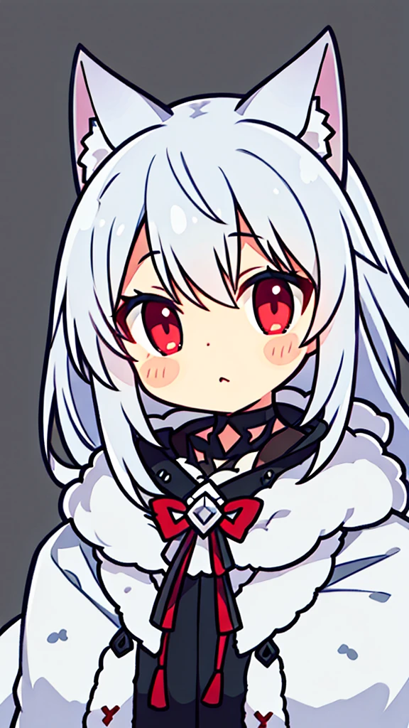 Silver fox with light red pupils