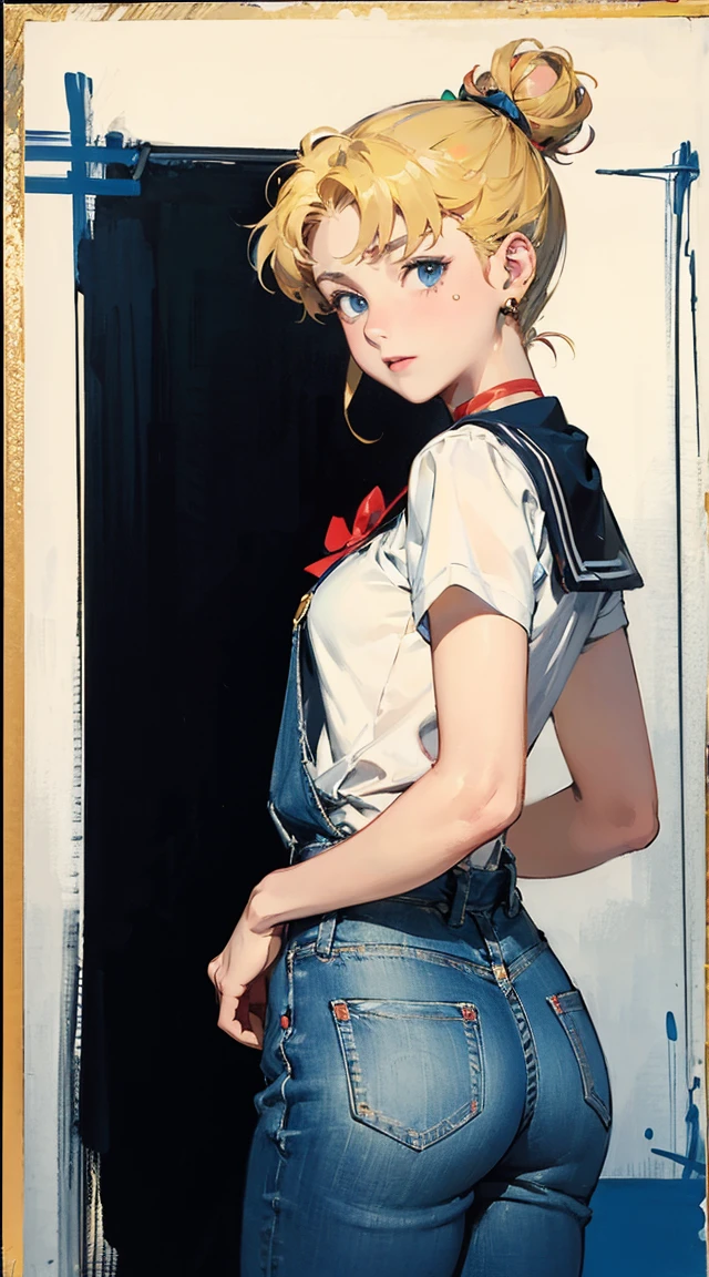 masterpiece, Highest quality, Portraiture, One Girl, (Alice in Wonderland:1.2), anime,Blue clothes, White apron, Blonde, blue eyes, Usagi, Trump, Tea cup, White lace thigh high socks, Miniskirt lift, Dynamic pose,Electro SwingThe main character is Usagi Tsukino, a clumsy and seemingly ordinary teenage girl who discovers that she is the reincarnation of Sailor Moon, the legendary warrior of love and justice. Usagi is joined by other Sailor Guardians, including Sailor Mercury, Sailor Mars, Sailor Jupiter, and Sailor Venus, each of whom possesses unique powers and abilities. Together, they fight evil forces, protect the world from various threats, and search for the Moon Princess. cybermisty, blonde hair, make up, green eyes, choker, jewellery, wearing a purple sweater, ripped jeans, pants, looking at viewer, serious, smiling,
standing, arms crossed, inside a pawn shop, counter, soft lighting, extreme detail, masterpiece, 　girl, sweat, medium breast, shy, detailed hand, looking at viewer, lips apart, dynamic shadows (highest quality, 8k, 32k, masterpiece, 超High resolution:1.2), (RAW Photos), (Realistic), (photoRealistic:1.2), (High resolution), Large file size, Very detailed, a7SIII., serafuku, masterpiece、3D、Realistic、Ultramicrograph、Detailed and best quality、Very detailed CG Unity 8k wallpaper、full:1.3、stand、From below、Intricate details、(1 female,housewife)、24-years-old、Dynamic English、((HD Real, Same 1 level)), とてもRealistic, masterpiece, highest quality, High resolution, Same 1, space, Stunning beauty, Upper body photo shoot, 1 girl, chest, gloves, lips, alone, Sailor Venus, Bright Blue Eyes,  uniform, Show more1, tiara, Sailor Senshi uniform, (RAW Photos, highest quality), masterpiece, 浮かぶblondeの長い髪, Red ribbon on the back of the head, orangeセーラーカラー, bow, choker, 白いgloves, orange choker, elbow gloves, jewelry, Earrings, orange skirt, only, whole body, blonde, (Perfect hands): 3.8, Octane Rendering, Goddess of Love, (close: 1.2) beautiful, fine grain, close, Small e