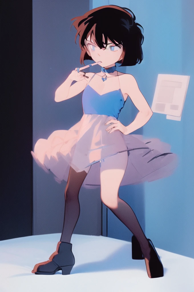 (((masterpiece))), (8K, expensive_solve), comics, (clear_image),((One girl, alone)) , Highly detailed CG, ((Highest quality)), (meitantei conan \(style\), Detective Conan \(style\), meitantei conan), alone, Beautiful eyes and fine face, (Abdominal muscles:0.8), ((Cowboy Shot)),((One girl, alone)), ((short hair)) ((Selfie)), ((Monochrome, grayscale)), (((blue eyes)))