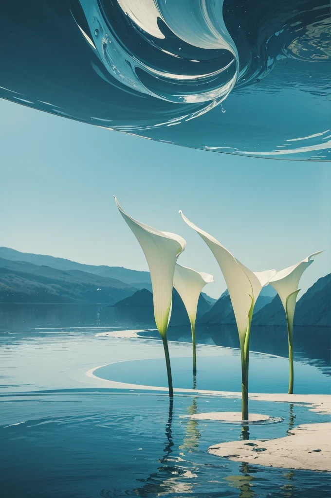 Make a sketch of the drawing as follows:
1Think of elements like flowers (especially the lily flower, which may be a reference to the title "Calla"), serene landscapes and outdoor scenes.
2. **subdued colors**: Use a soft, calm color palette, such as shades of blue, green and white, to convey the calm of the music.
3. **abstract elements**: Incorporating abstract shapes or flowing patterns can help represent the flow of the melody.