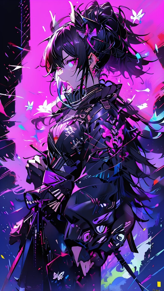 (White heir Shot heir Whole body)
((Girl Have a Sword))
Death Clothes Dress
((Grim Reaper A Girl))
(((Black Butterfly On the Hand)))
Eyes color Neon Pink
Shiny earrings Bathed in light
Fire Aura
Catch the wind Ligh