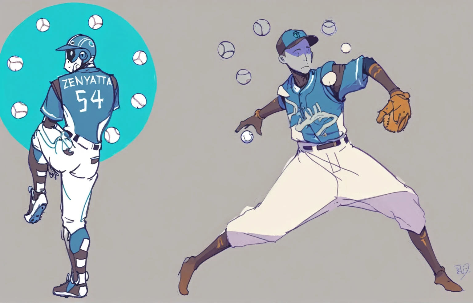 zenyatta, omnic monk, baseball pitcher, line drawing, minimal, sketch
