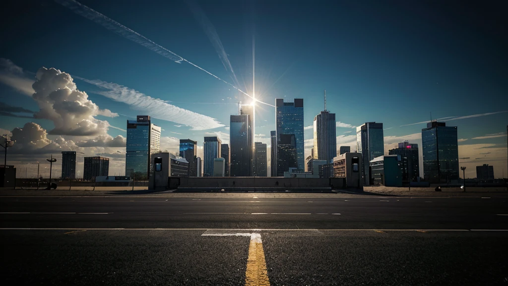 Desolate city background with space for an object in the foreground