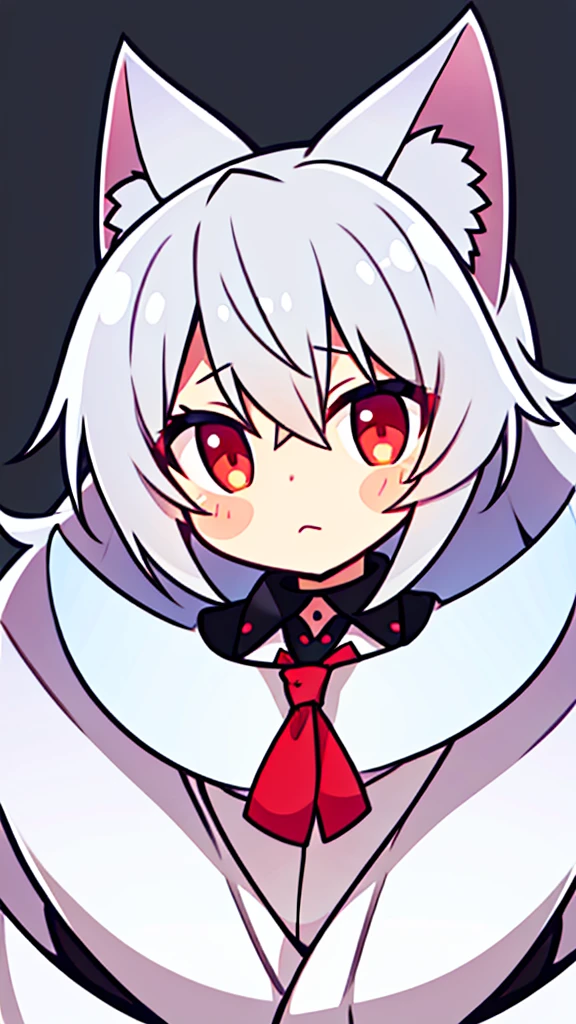 Silver fox with light red pupils