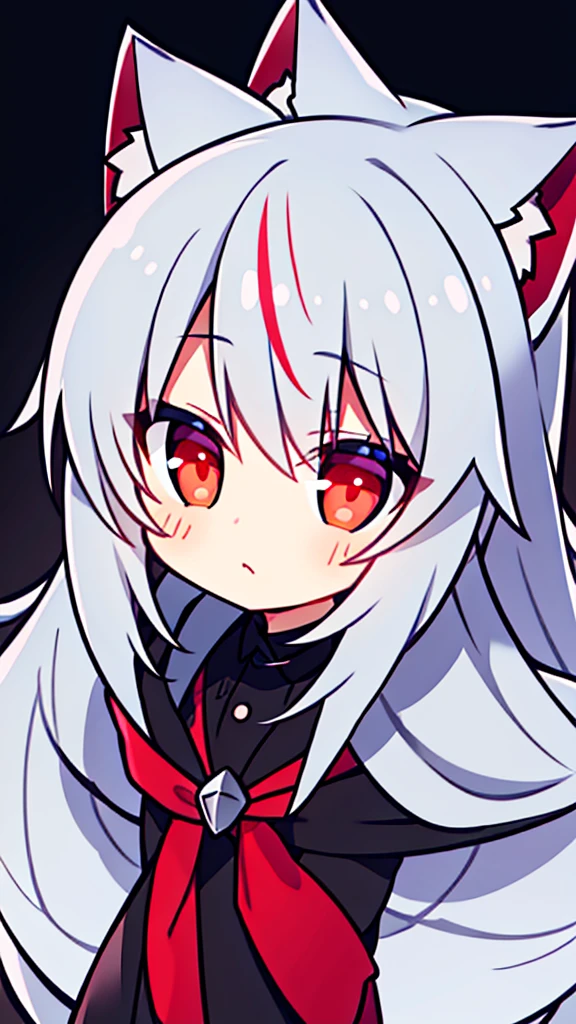 Silver fox with light red pupils