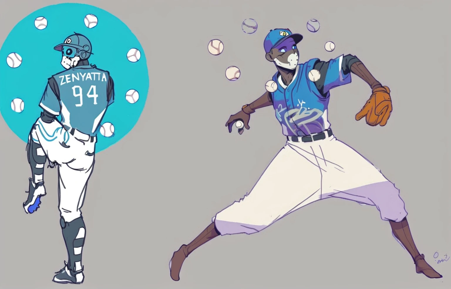 zenyatta, omnic monk, baseball pitcher, line drawing, minimal, sketch
