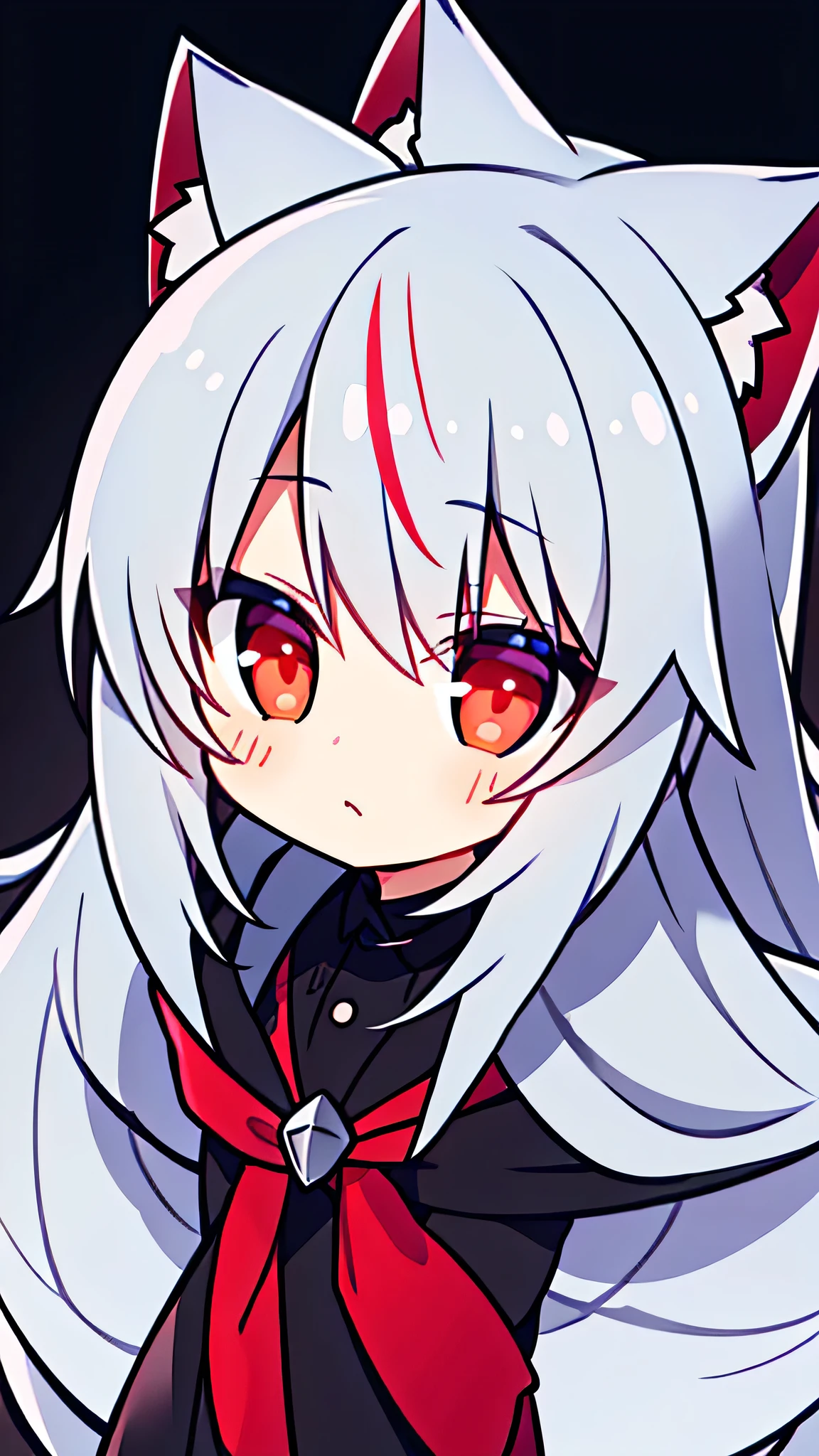 Silver fox with light red pupils