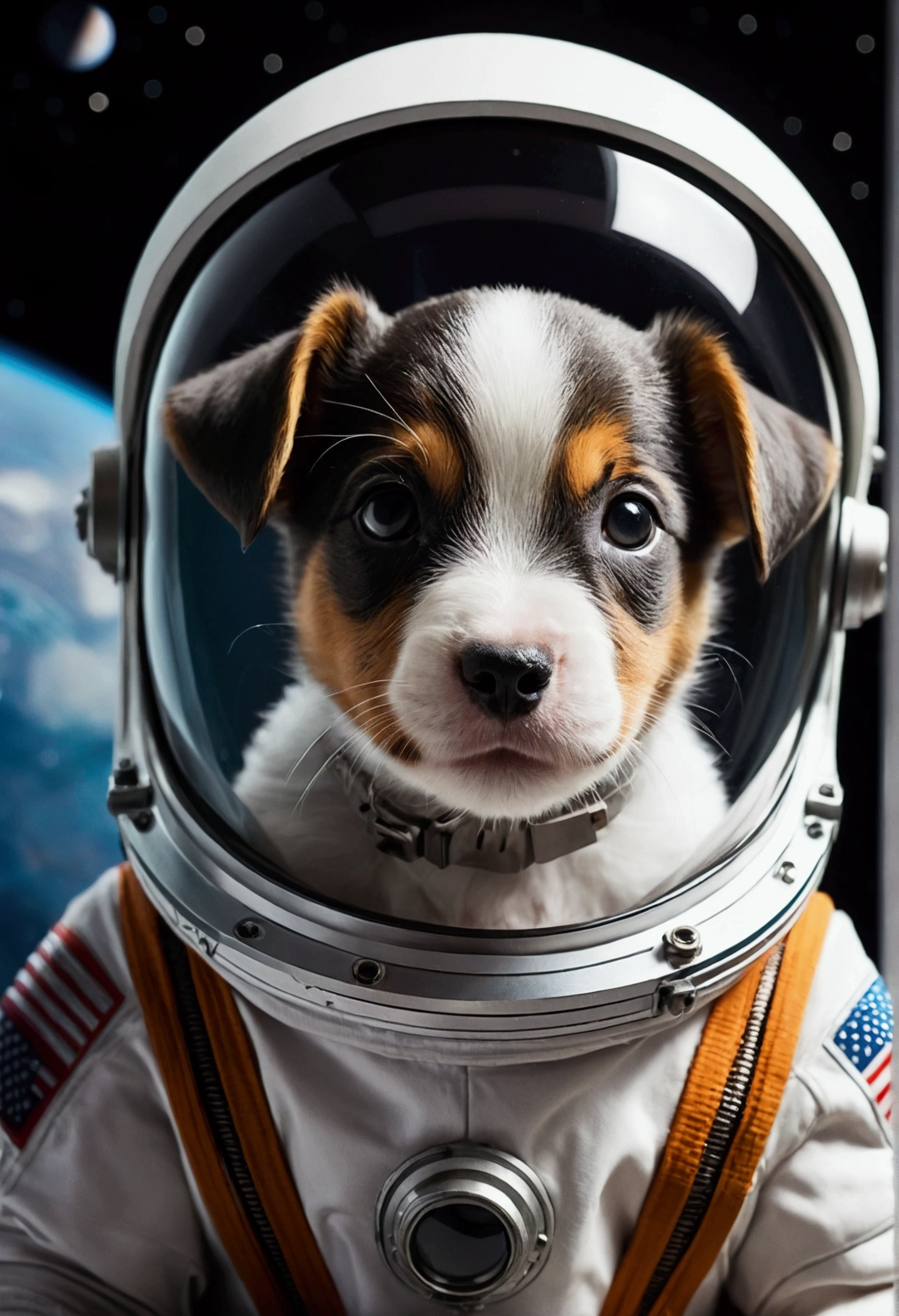 Puppy in a space suit，Space Odyssey