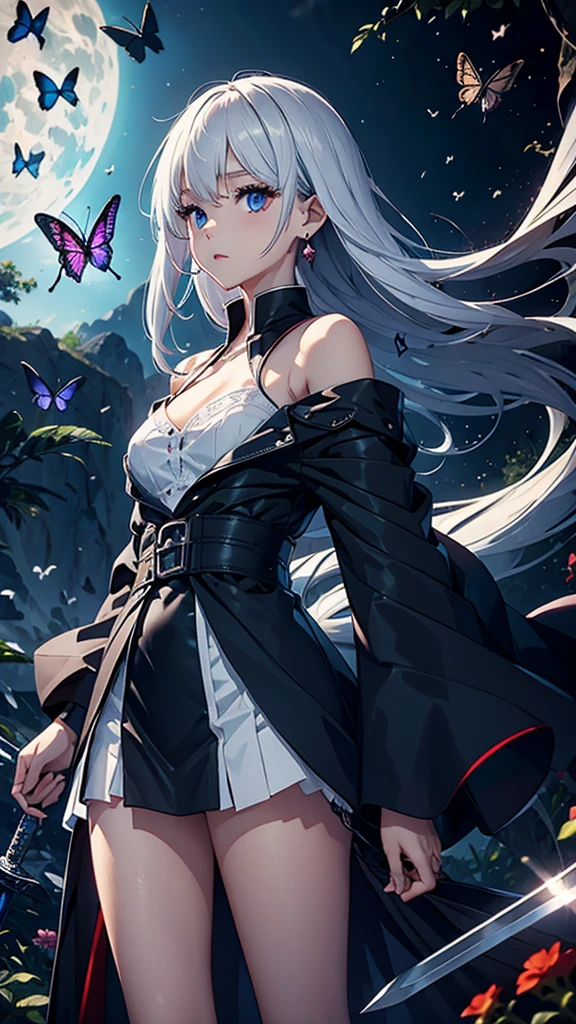 (White heir Shot heir Whole body)
((Girl Have a Sword))
Death Clothes Dress 
((Grim Reaper A Girl))
(((Black Butterfly On the Hand)))
Shiny earrings　
Catch the wind Ligh